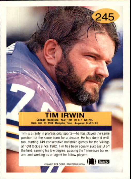 A6106- 1992 Fleer Football Card #s 1-250 +Rookies -You Pick- 15+ FREE US SHIP - Picture 477 of 487