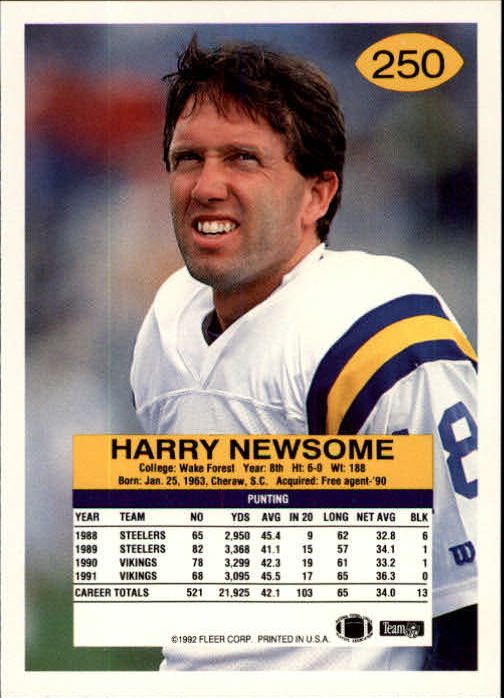 A6106- 1992 Fleer Football Card #s 1-250 +Rookies -You Pick- 15+ FREE US SHIP - Picture 487 of 487