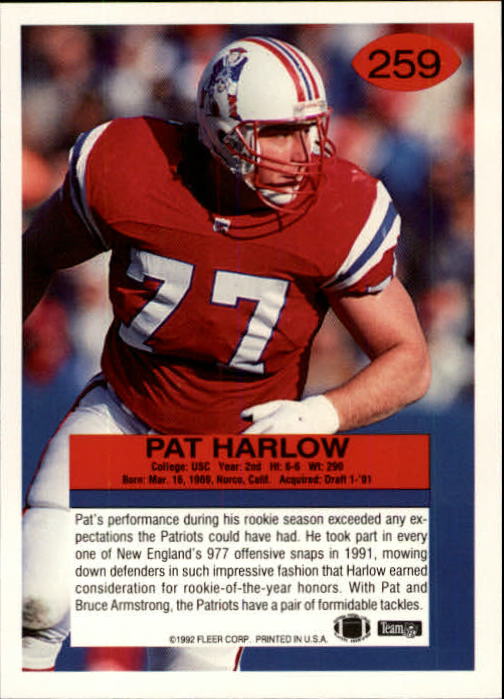 1992 Fleer #259 Pat Harlow back image