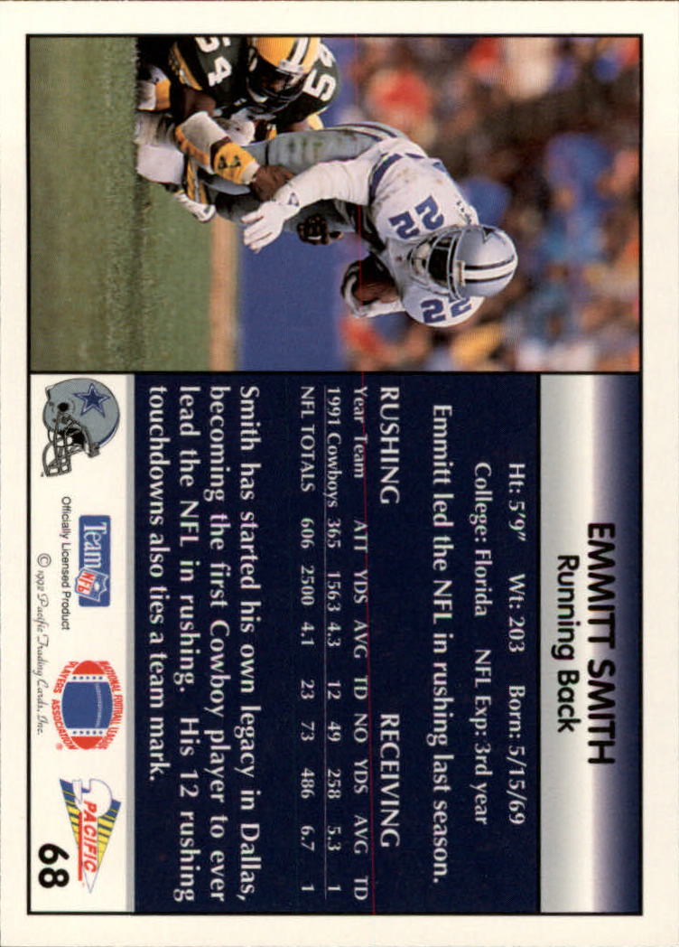 1992 Pacific #68 Emmitt Smith back image