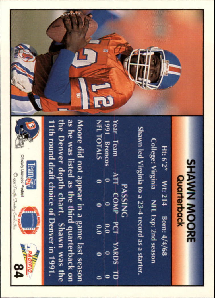 1992 Pacific #84 Shawn Moore back image