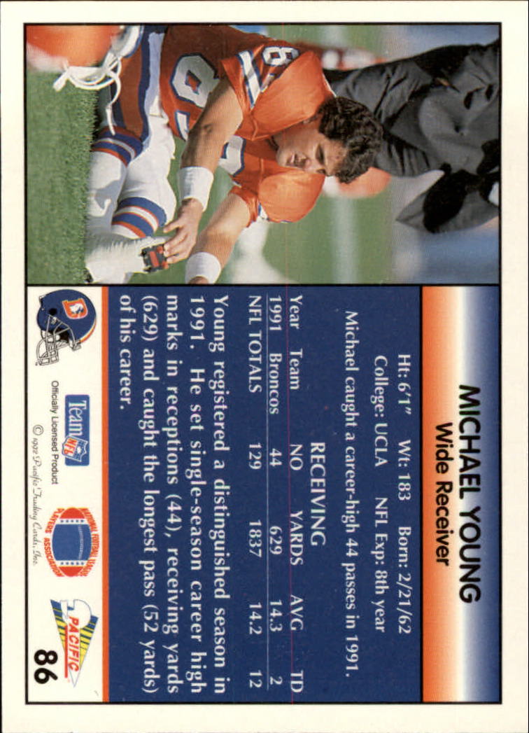1992 Pacific #86 Michael Young back image
