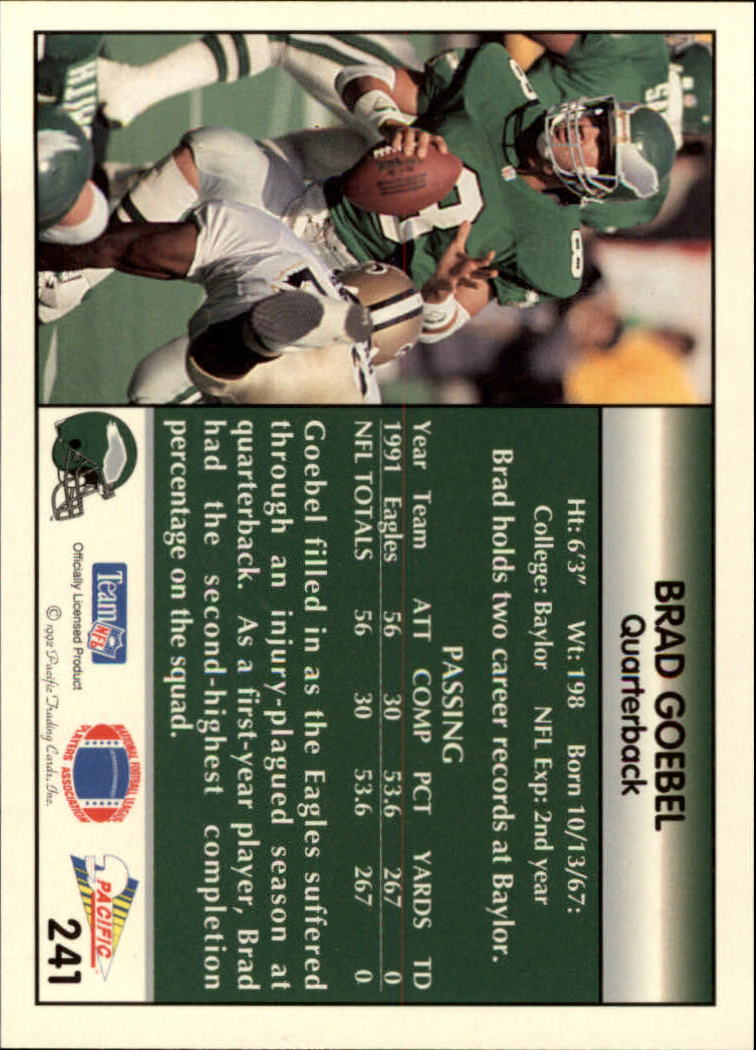 1992 Pacific Football "Main Set" Base Cards #221 to #440 - Picture 43 of 438