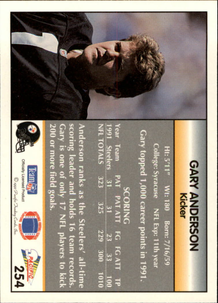 1992 Pacific #254 Gary Anderson K back image