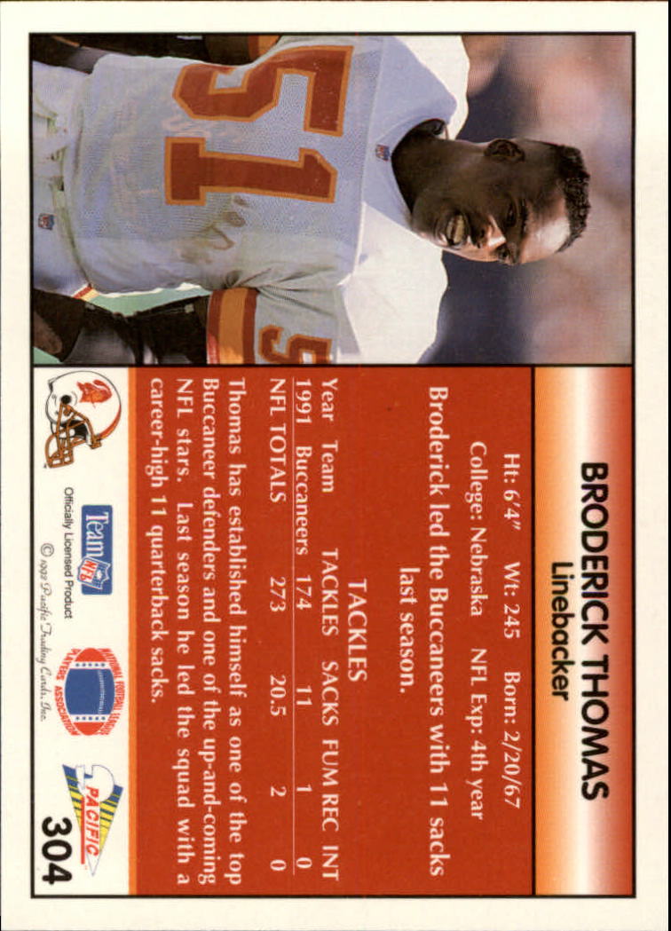 1992 Pacific #304 Broderick Thomas back image
