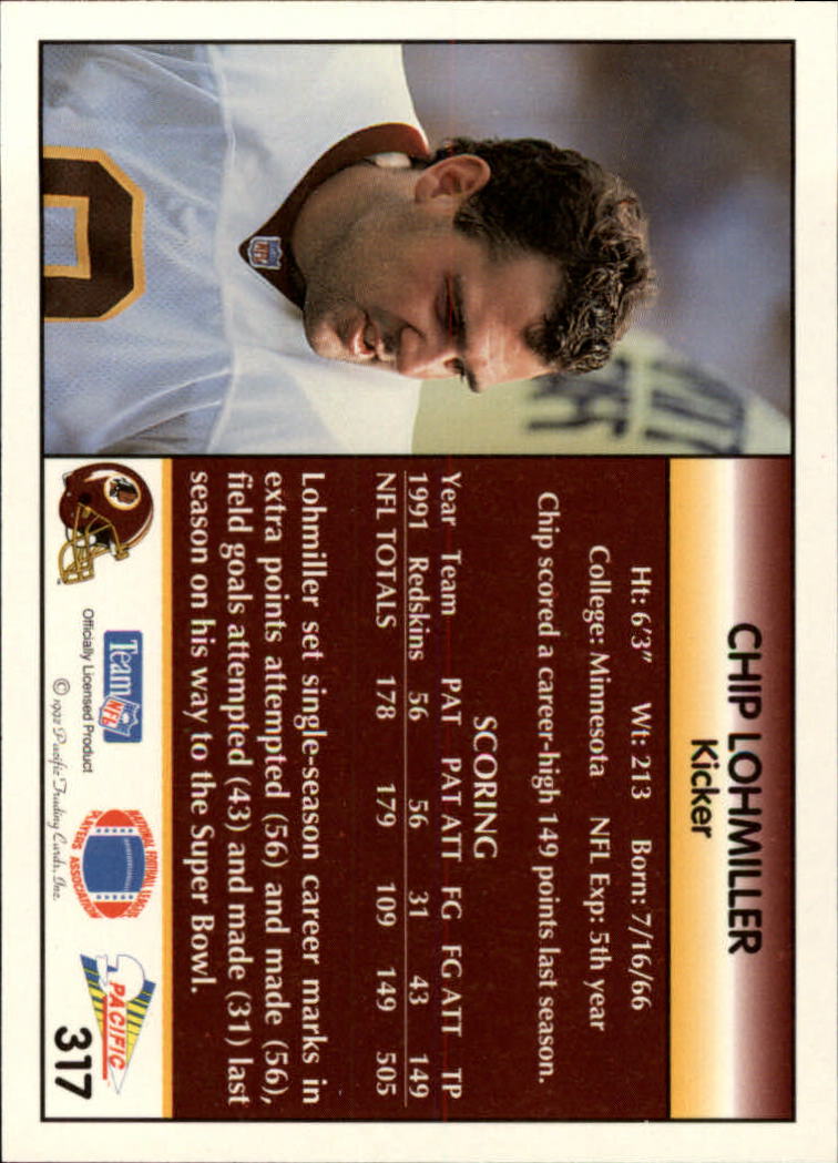 B1903- 1992 Pacific Football Cards 251-500 +Rookies -You Pick- 15+ FREE US SHIP - Picture 129 of 481