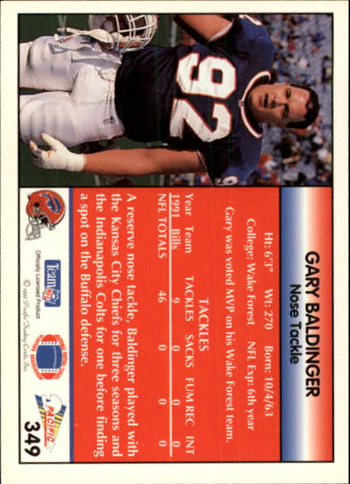 B1903- 1992 Pacific Football Cards 251-500 +Rookies -You Pick- 15+ FREE US SHIP - Picture 189 of 481