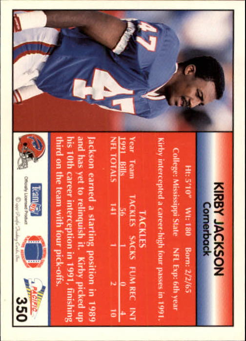B1903- 1992 Pacific Football Cards 251-500 +Rookies -You Pick- 15+ FREE US SHIP - Picture 191 of 481