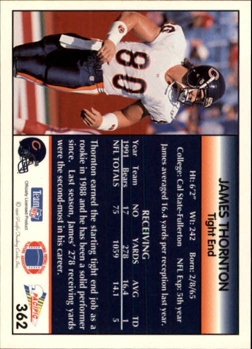 B1903- 1992 Pacific Football Cards 251-500 +Rookies -You Pick- 15+ FREE US SHIP - Picture 215 of 481