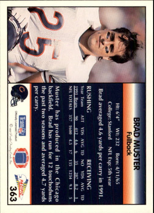 B1903- 1992 Pacific Football Cards 251-500 +Rookies -You Pick- 15+ FREE US SHIP - Picture 217 of 481