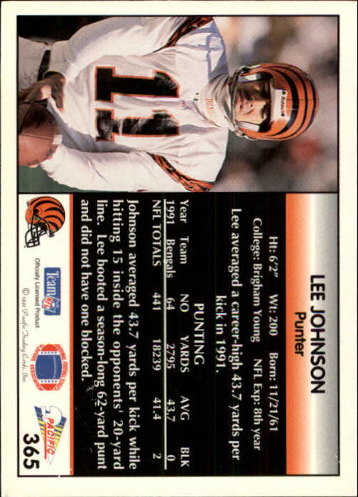 B1903- 1992 Pacific Football Cards 251-500 +Rookies -You Pick- 15+ FREE US SHIP - Picture 221 of 481