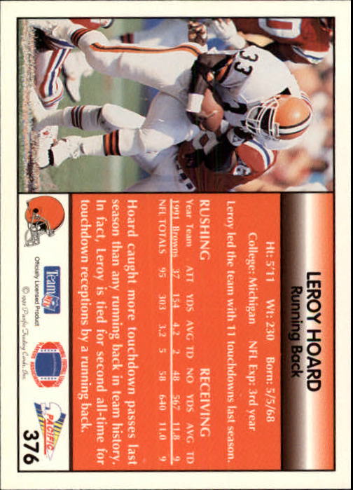 B1903- 1992 Pacific Football Cards 251-500 +Rookies -You Pick- 15+ FREE US SHIP - Picture 243 of 481