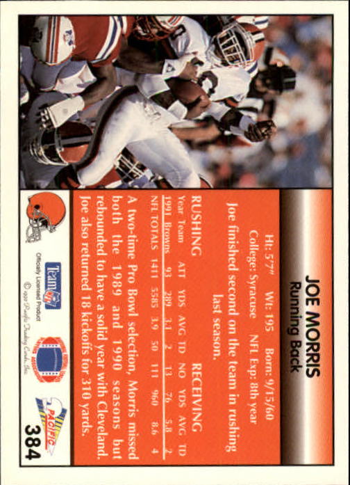 B1903- 1992 Pacific Football Cards 251-500 +Rookies -You Pick- 15+ FREE US SHIP - Picture 258 of 481