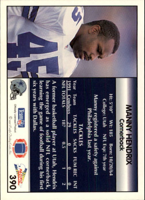 B1903- 1992 Pacific Football Cards 251-500 +Rookies -You Pick- 15+ FREE US SHIP - Picture 270 of 481