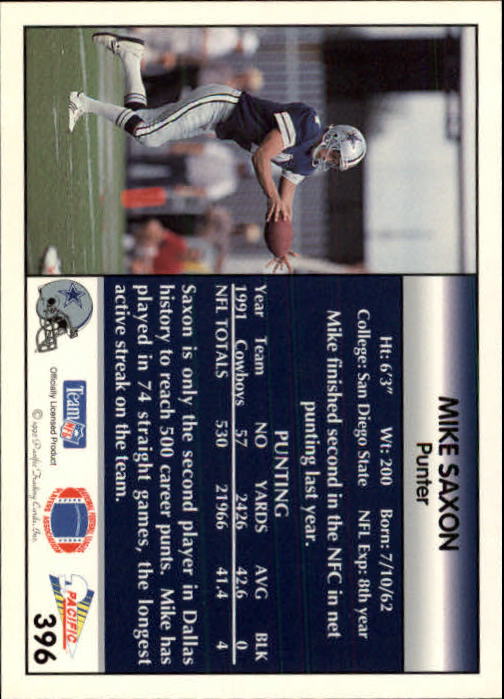 B1903- 1992 Pacific Football Cards 251-500 +Rookies -You Pick- 15+ FREE US SHIP - Picture 281 of 481