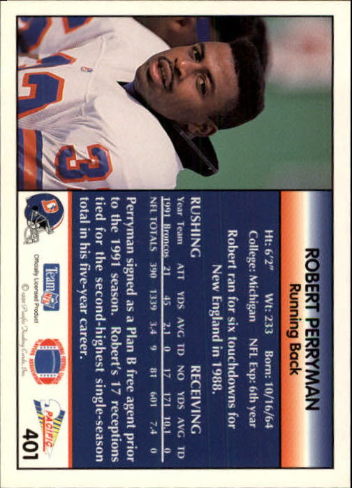 B1903- 1992 Pacific Football Cards 251-500 +Rookies -You Pick- 15+ FREE US SHIP - Picture 291 of 481