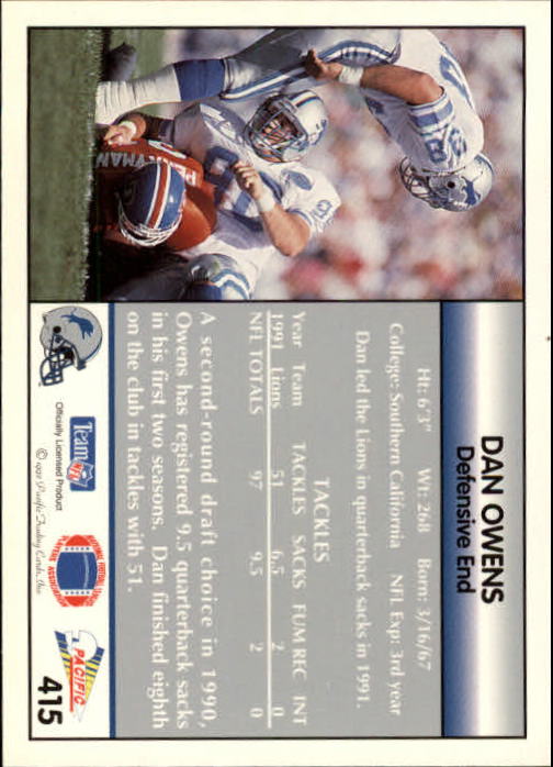B1903- 1992 Pacific Football Cards 251-500 +Rookies -You Pick- 15+ FREE US SHIP - Picture 319 of 481