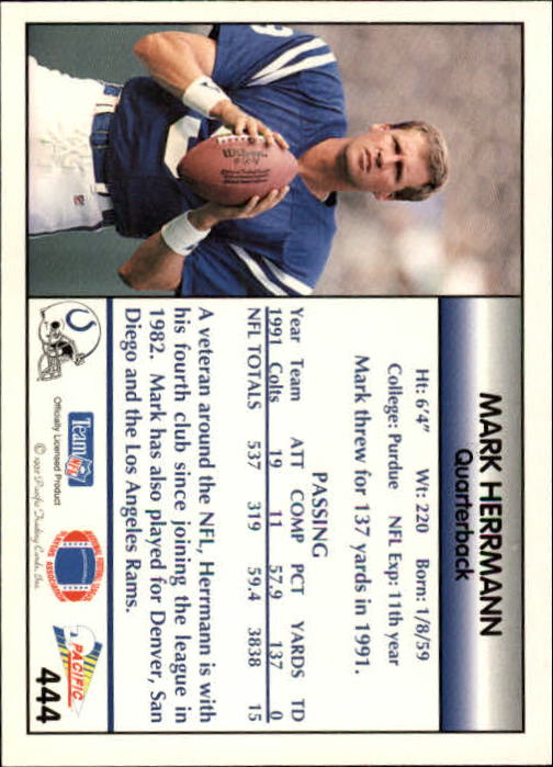 B1903- 1992 Pacific Football Cards 251-500 +Rookies -You Pick- 15+ FREE US SHIP - Picture 376 of 481