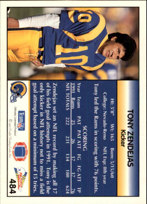 B1903- 1992 Pacific Football Cards 251-500 +Rookies -You Pick- 15+ FREE US SHIP - Picture 452 of 481
