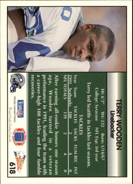 1992 Pacific #618 Terry Wooden back image