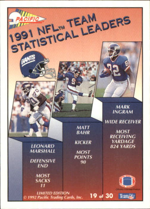 1992 Pacific Football "Insert" Cards - Picture 53 of 93