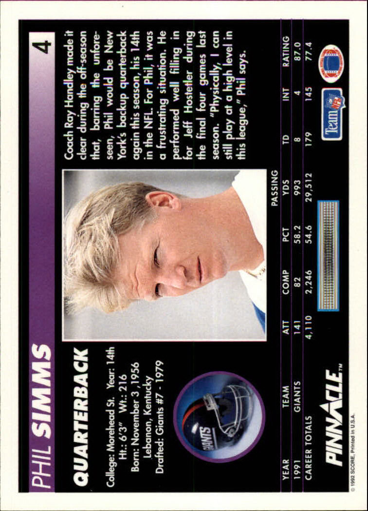 A1803- 1992 Pinnacle FB Card #s 1-250 +Rookies -You Pick- 15+ FREE US SHIP - Picture 9 of 499
