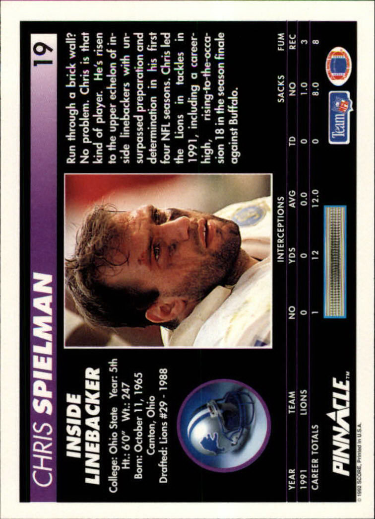 A1803- 1992 Pinnacle FB Card #s 1-250 +Rookies -You Pick- 15+ FREE US SHIP - Picture 39 of 499