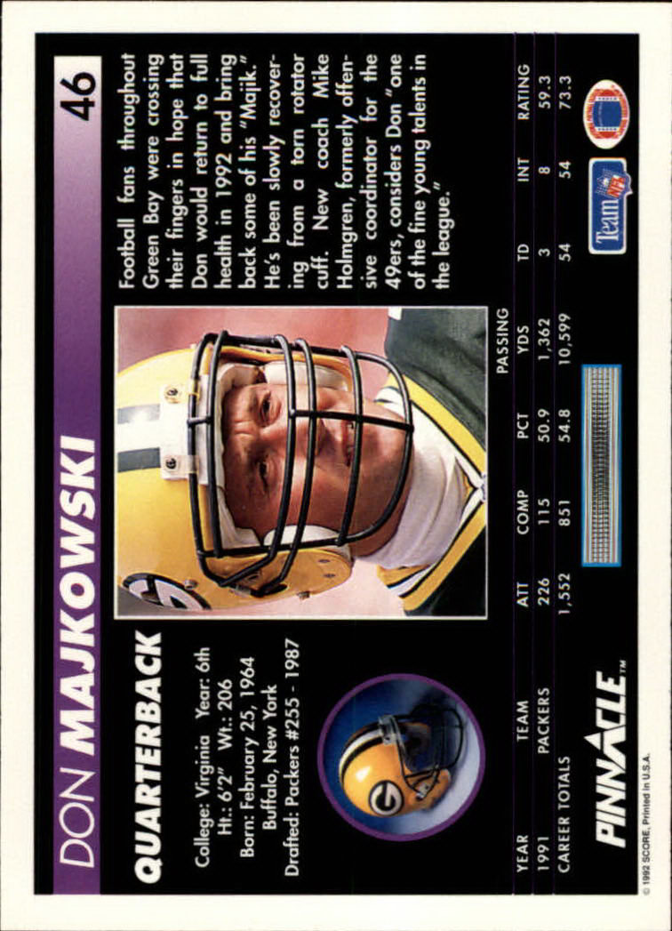 A1803- 1992 Pinnacle FB Card #s 1-250 +Rookies -You Pick- 15+ FREE US SHIP - Picture 93 of 499