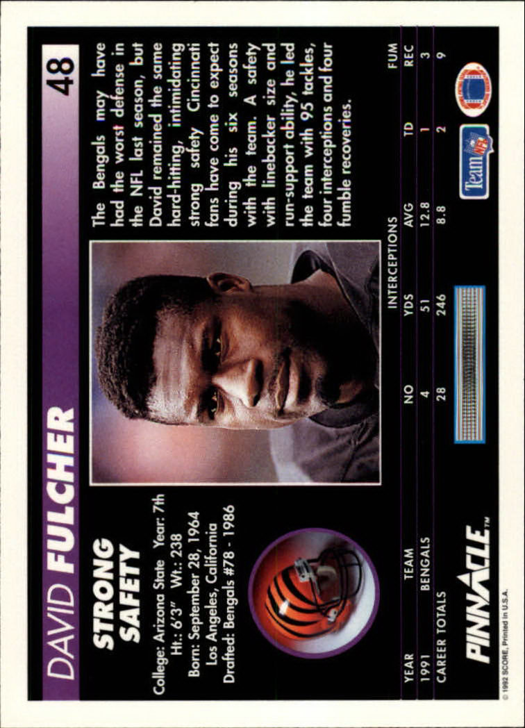 A1803- 1992 Pinnacle FB Card #s 1-250 +Rookies -You Pick- 15+ FREE US SHIP - Picture 97 of 499