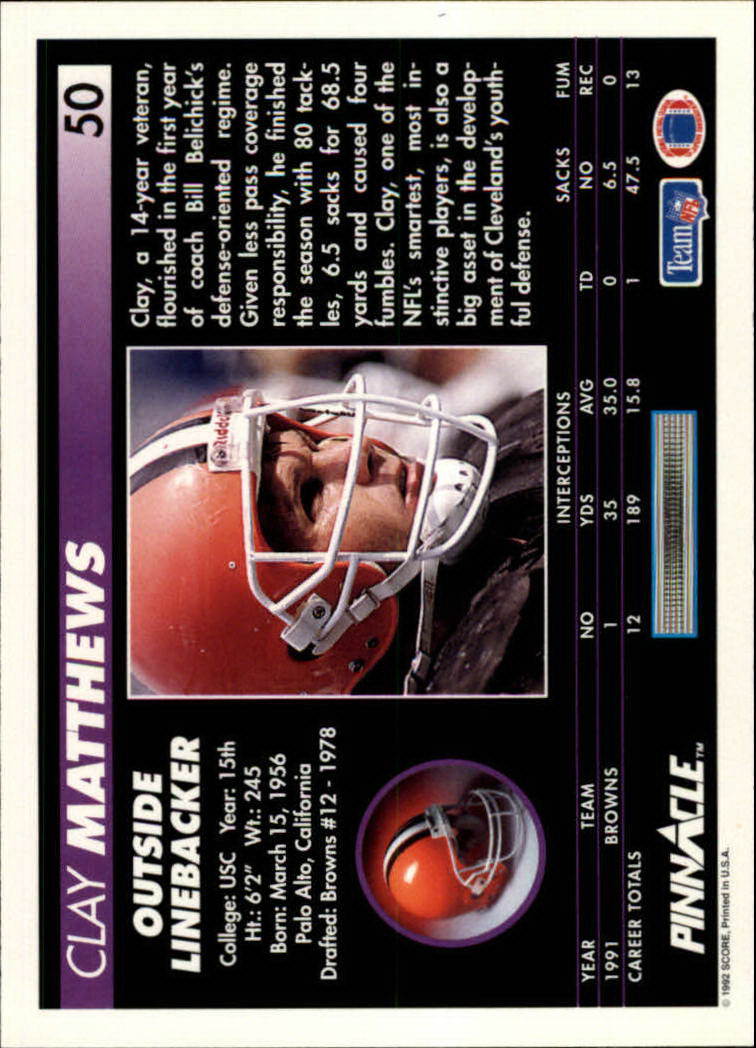 A1803- 1992 Pinnacle FB Card #s 1-250 +Rookies -You Pick- 15+ FREE US SHIP - Picture 101 of 499