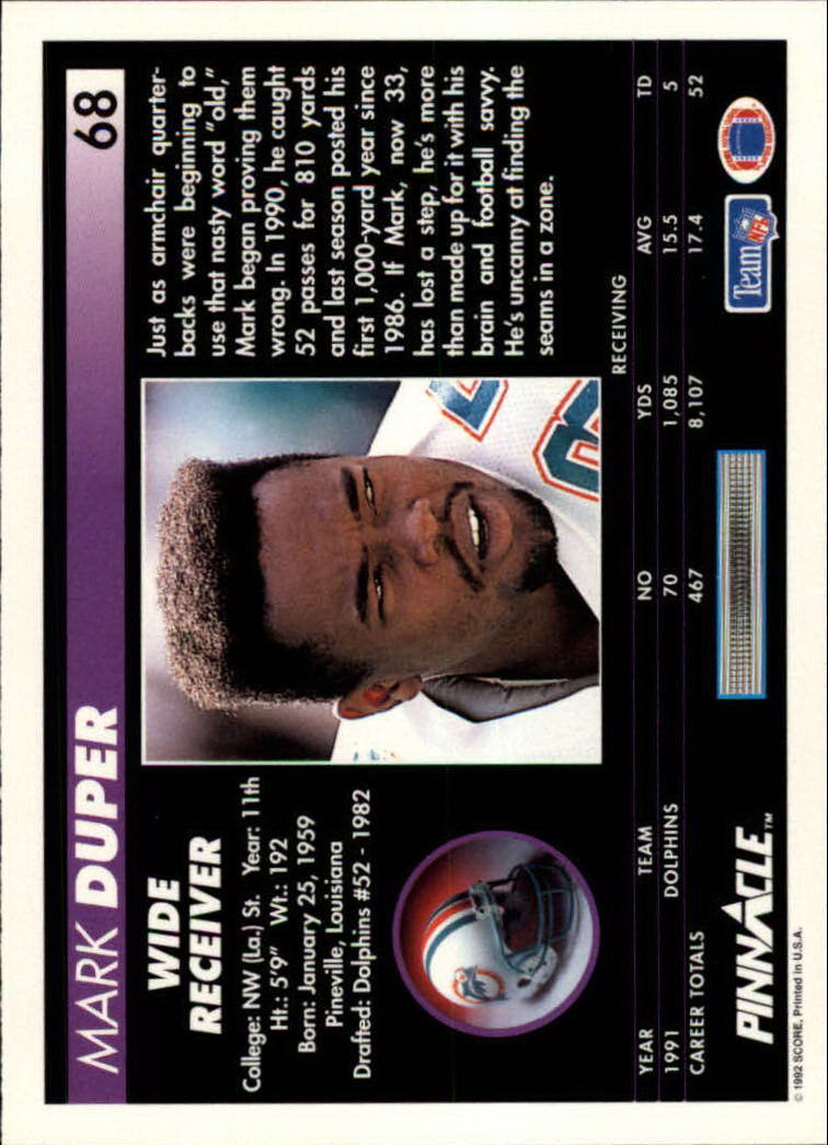 A1803- 1992 Pinnacle FB Card #s 1-250 +Rookies -You Pick- 15+ FREE US SHIP - Picture 137 of 499