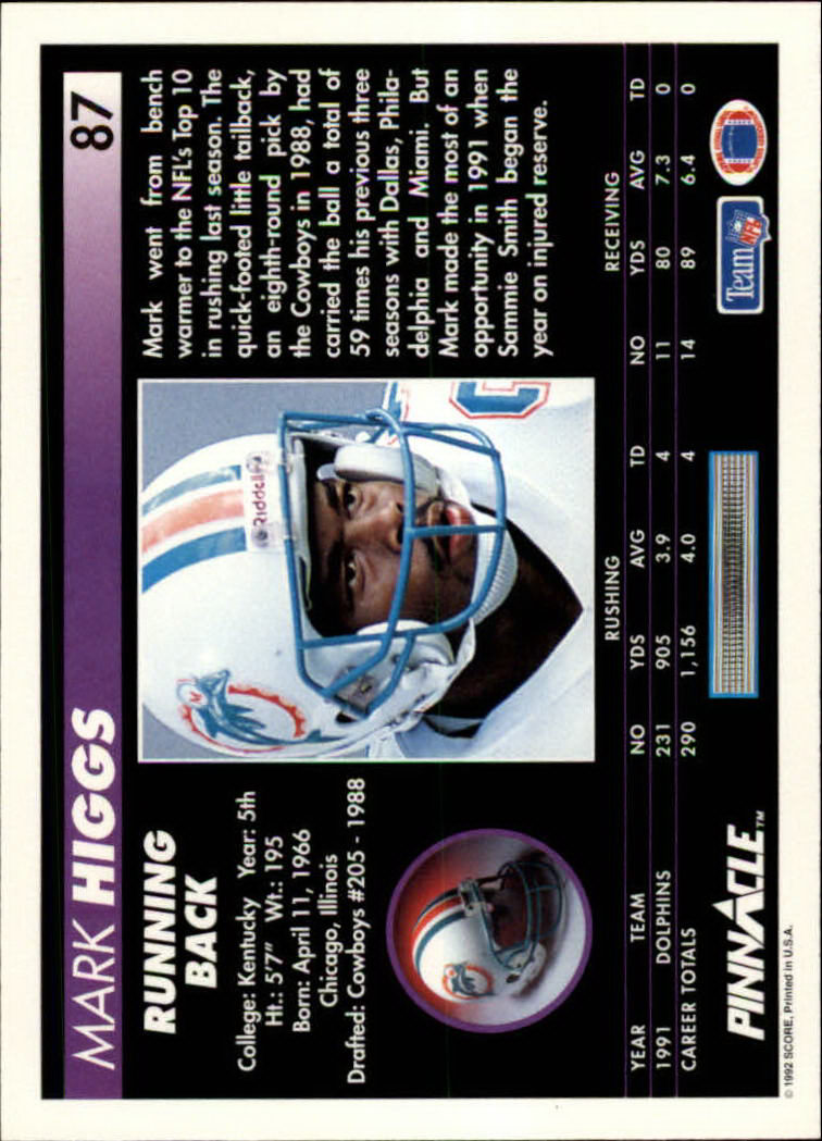 A1803- 1992 Pinnacle FB Card #s 1-250 +Rookies -You Pick- 15+ FREE US SHIP - Picture 175 of 499