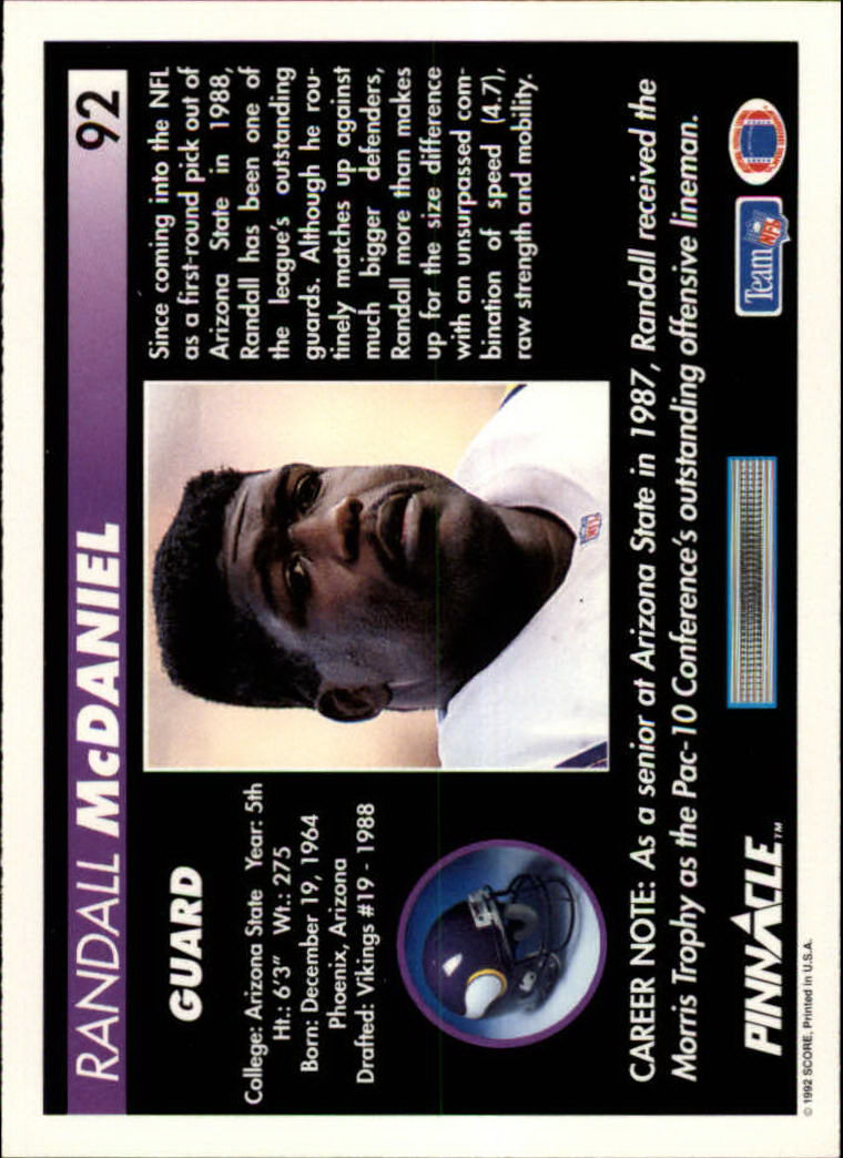 A1803- 1992 Pinnacle FB Card #s 1-250 +Rookies -You Pick- 15+ FREE US SHIP - Picture 185 of 499