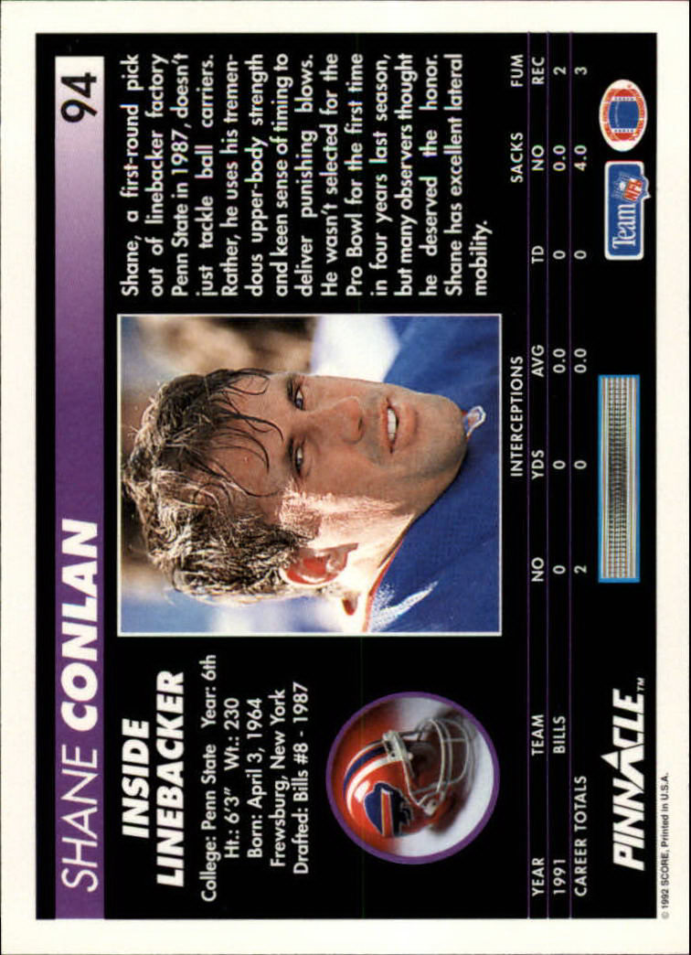 A1803- 1992 Pinnacle FB Card #s 1-250 +Rookies -You Pick- 15+ FREE US SHIP - Picture 189 of 499