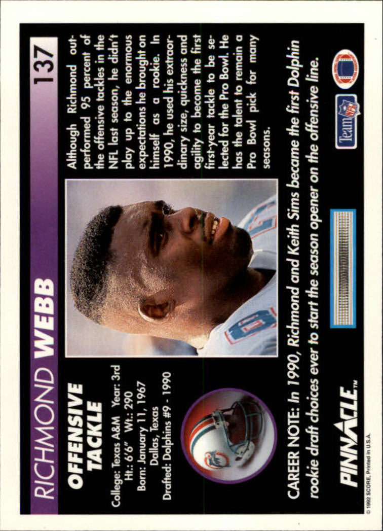 A1803- 1992 Pinnacle FB Card #s 1-250 +Rookies -You Pick- 15+ FREE US SHIP - Picture 275 of 499