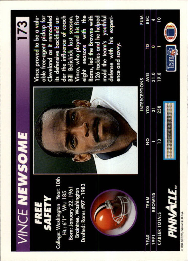 A1803- 1992 Pinnacle FB Card #s 1-250 +Rookies -You Pick- 15+ FREE US SHIP - Picture 347 of 499