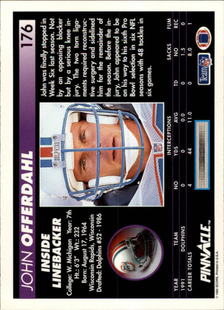 A1803- 1992 Pinnacle FB Card #s 1-250 +Rookies -You Pick- 15+ FREE US SHIP - Picture 353 of 499