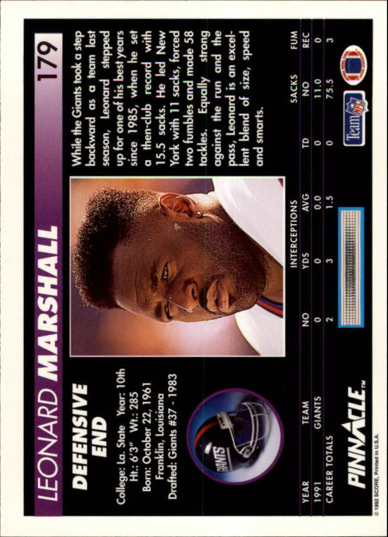 A1803- 1992 Pinnacle FB Card #s 1-250 +Rookies -You Pick- 15+ FREE US SHIP - Picture 359 of 499