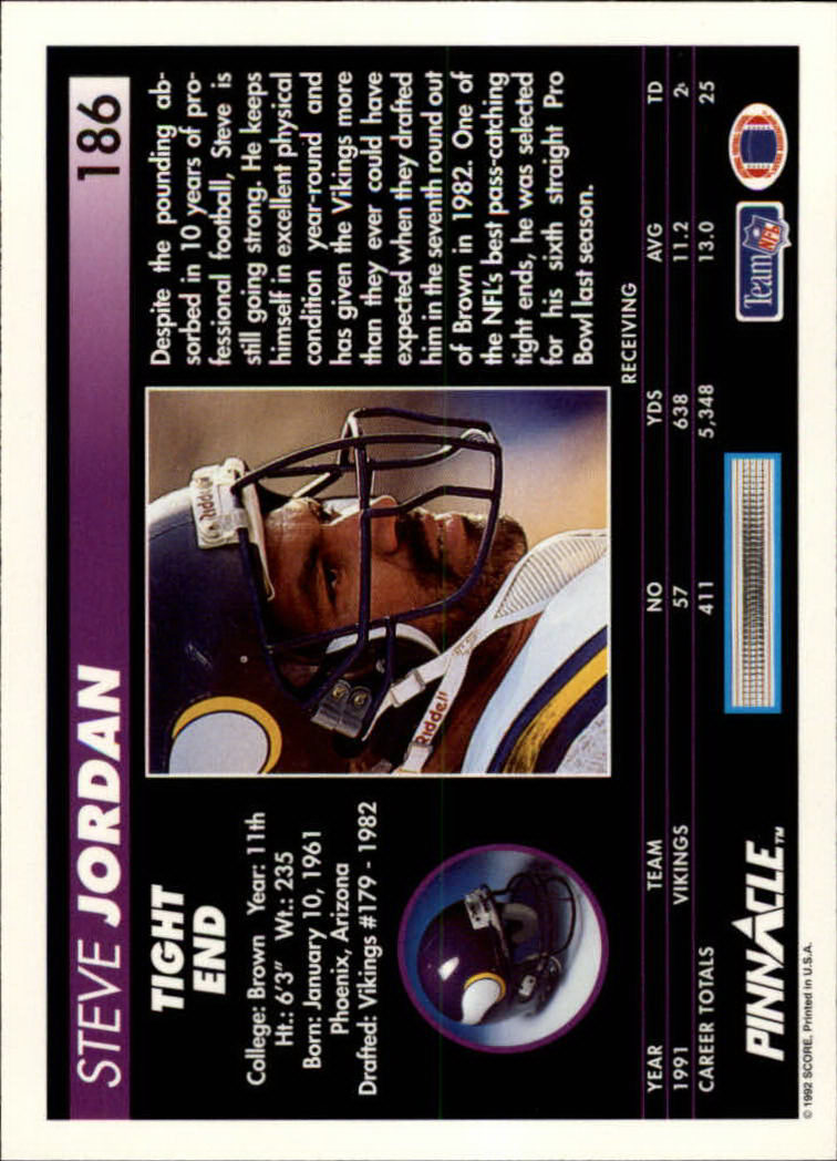 A1803- 1992 Pinnacle FB Card #s 1-250 +Rookies -You Pick- 15+ FREE US SHIP - Picture 373 of 499