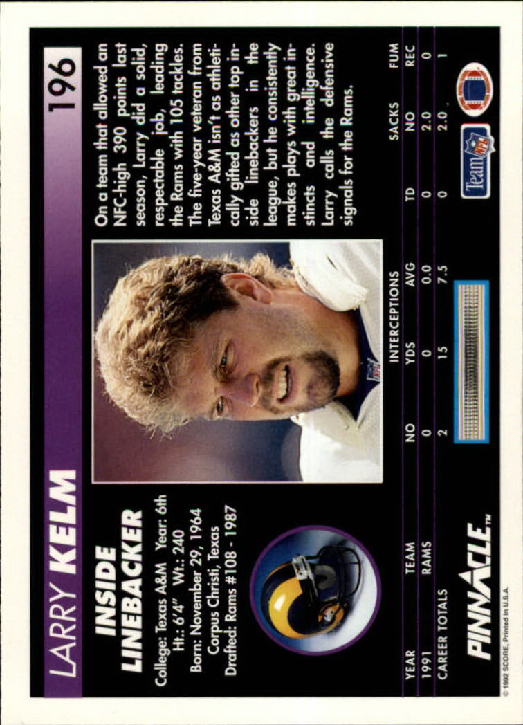 A1803- 1992 Pinnacle FB Card #s 1-250 +Rookies -You Pick- 15+ FREE US SHIP - Picture 393 of 499