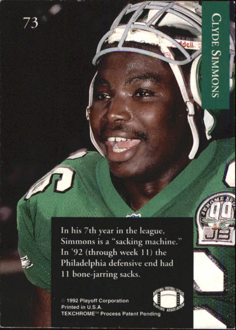 1992 Playoff #73 Clyde Simmons back image