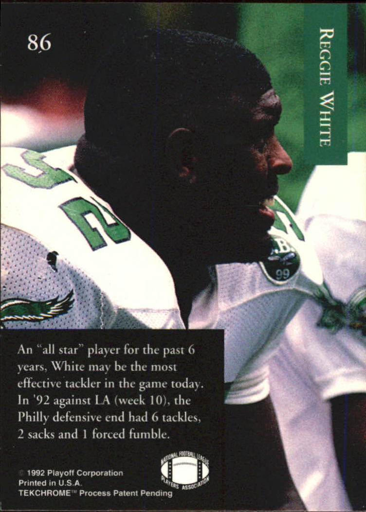 1992 Playoff #86 Reggie White back image