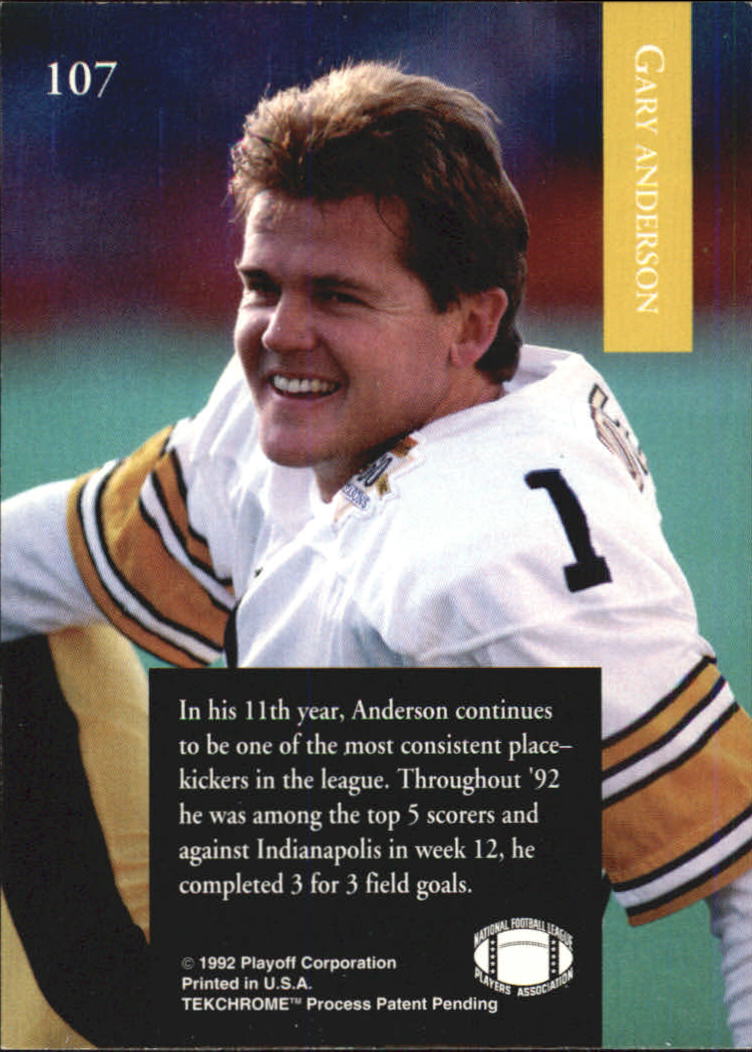 1992 Playoff #107 Gary Anderson K back image