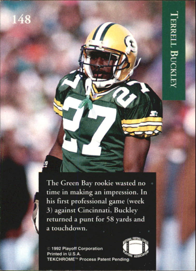 1992 Playoff #148 Terrell Buckley RC back image