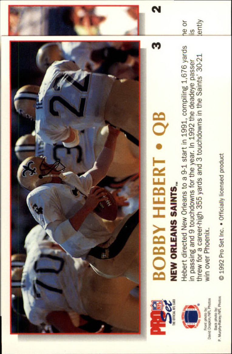 1992 Power #3 Bobby Hebert back image