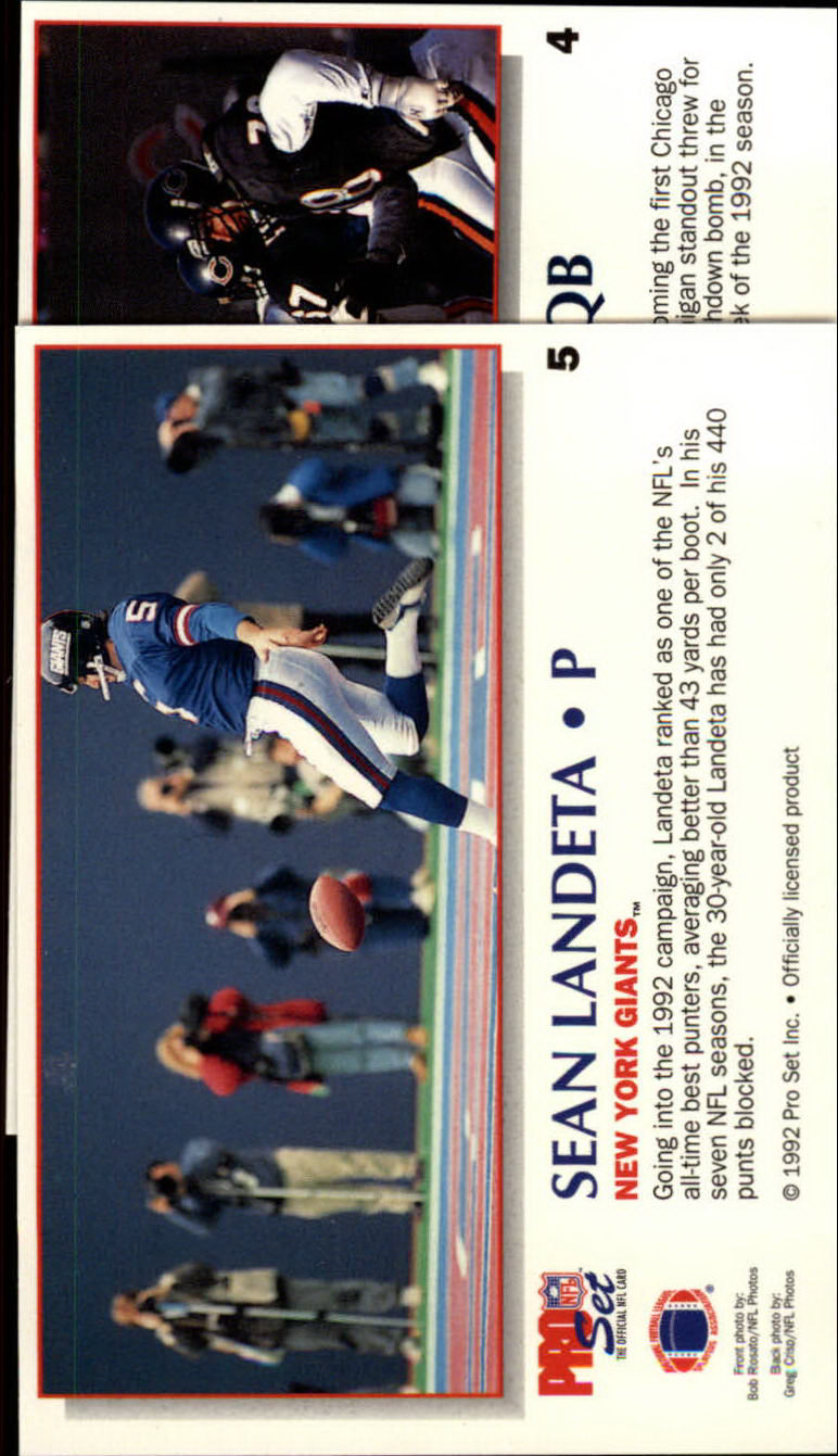 1992 Power #5 Sean Landeta back image