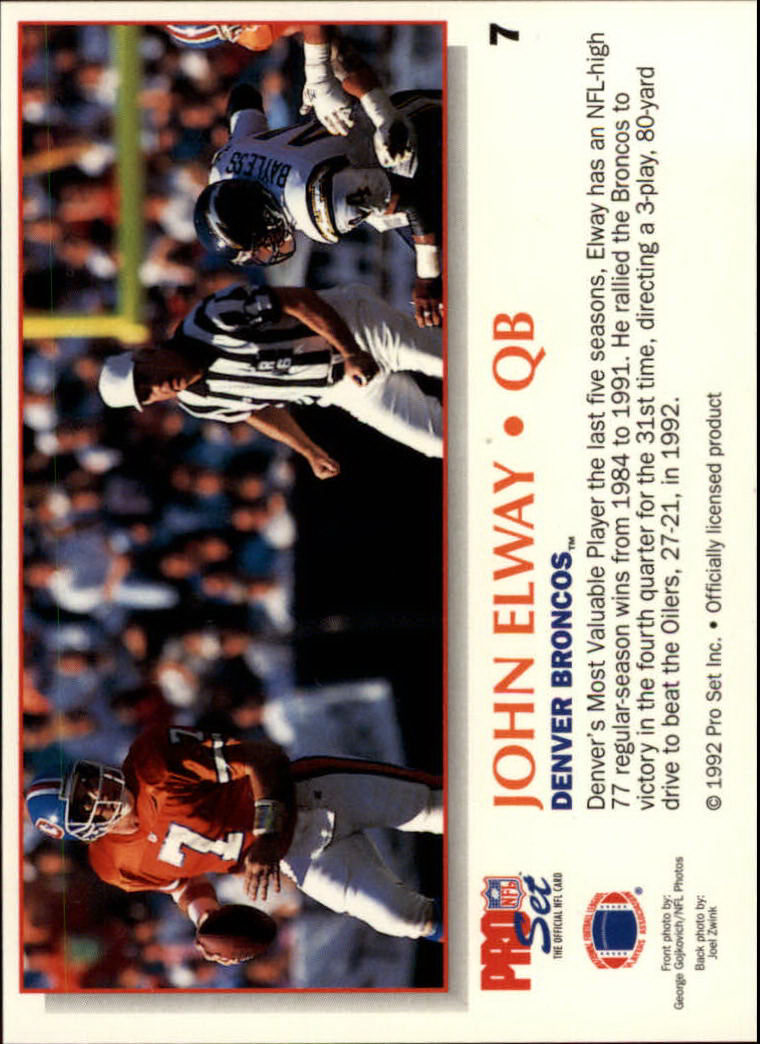 1992 Power #7 John Elway back image