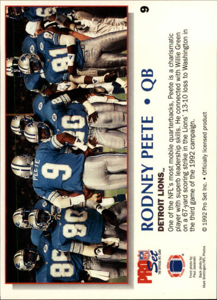 1992 Power #9 Rodney Peete back image