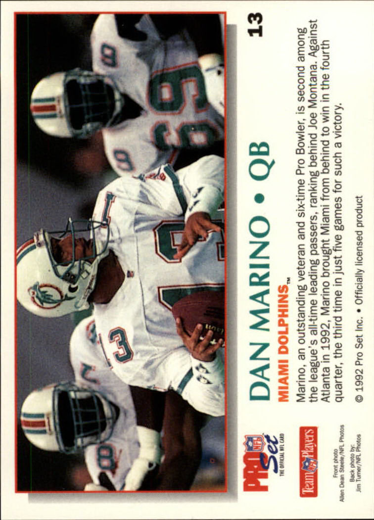 1992 Power #13 Dan Marino back image