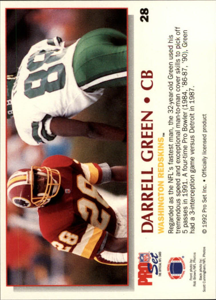 1992 Power #28 Darrell Green back image